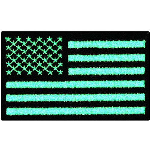 EmbTao Glow in Dark Tactical Embroidered USA Flag Iron On Sew On Patch - Black and White