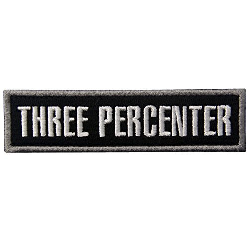 Three Percenter Tactical Embroidered Morale Applique Fastener HookandLoop Patch - White and Black Three Percenter Tactical Embroidered Morale Applique Fastener HookandLoop Patch - White and Black