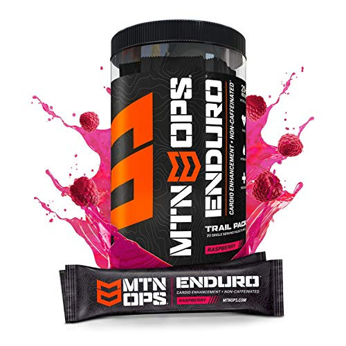 MTN OPS Enduro Cardio Enhancement Supplement  Nitric Oxide Boost -No Crash-  Raspberry  20 Single-Serving Stick Packs  Trail Packs -20 Single-Serving