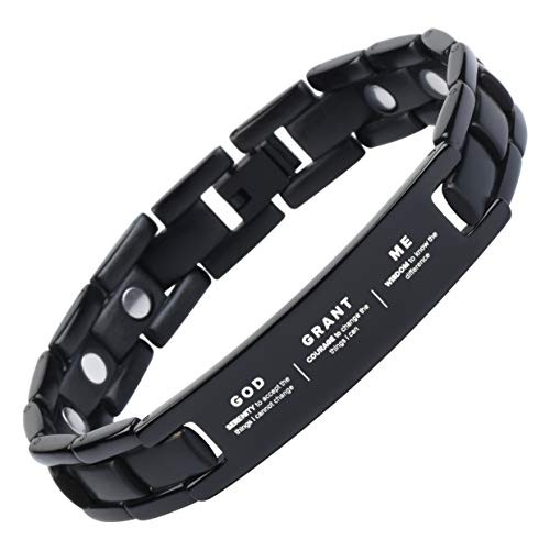 Crosstraxx Serenity Motivational Prayer Bracelet - Titanium Magnetic Therapy Encouragement Jewelry - Unisex  Adjustable -Black-