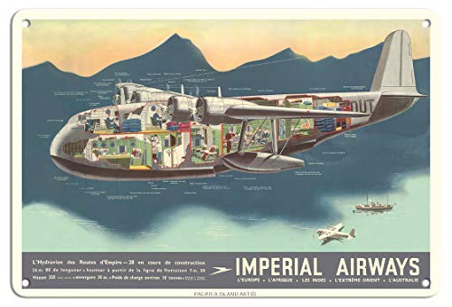 Pacifica Island Art Empire Flying Boats Aircraft - Imperial Airways - Vintage Airline Travel Poster by Harold McCready c-1937-8in x 12in Vintage Metal Pacifica Island Art Empire Flying Boats Aircraft - Imperial Airways - Vintage Airline Travel Poster by Harold McCready c-1937-8in x 12in Vintage Metal