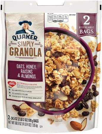 Quaker Simply Granola Oats  Honey  Raisins and Almonds  -2 pk--34-5 oz-- x2 AS