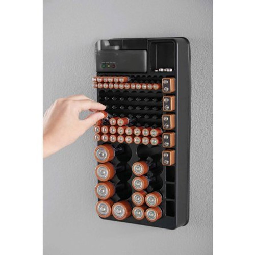 Mainstays Battery Organizer with Tester l Holds Up to 98 Batteries