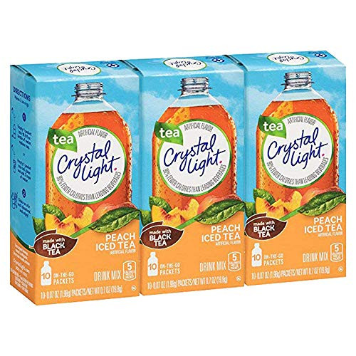 Crystal Light On-the-Go  Peach Iced Tea Drink Mix  10 CT -Pack of 3-
