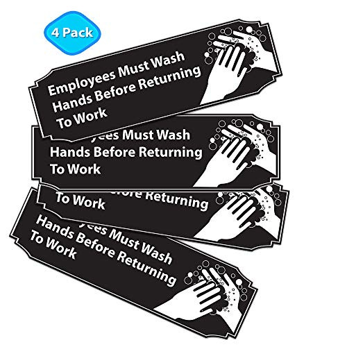 Employees Must Wash Hands Before Returning to Work Sign Black and White  9 x 3 for for Restaurants  Salons  Hotels and Motels  Gas Stations  Rest St