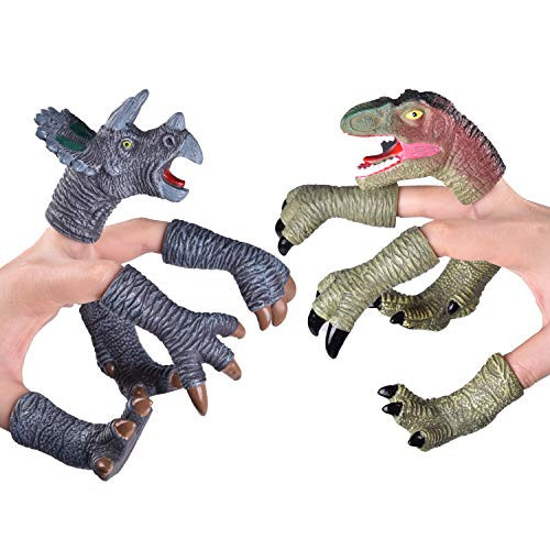 FUN LITTLE TOYS 10 PCs Animal Bath Finger Puppets  Dinosaur Figure Finger Toys  Best Choice for Kids Party Favors  Treasure Box Prizes  Pinata Fillers