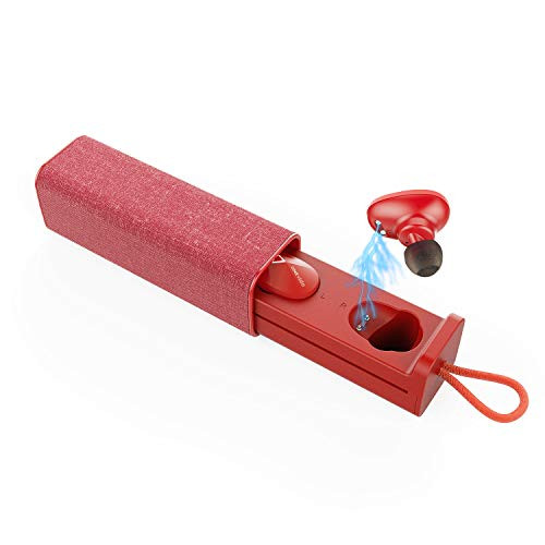 True Wireless Earbuds, ONEvido Bluetooth 5.0 Headphones 30H Playtime Stereo Sound Noise Cancelling in-Ear Sport Headsets with Charging Case Built-in Mic(Red)