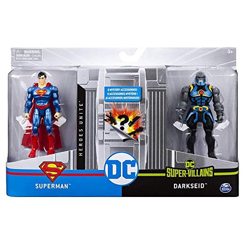 Spin Master DC Heroes Unite 2020 Superman VS Darkseid 4-inch Action Figure with 6 Mystery Accessories- -1st Edition-