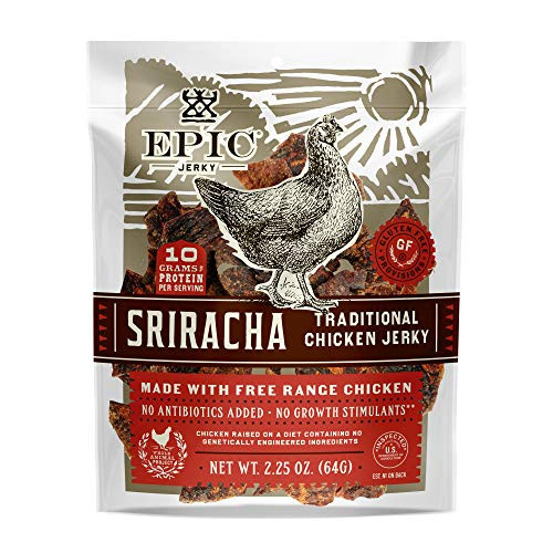 EPIC Chicken Sriracha Traditional Jerky  8 Count Box 2-25 pouches