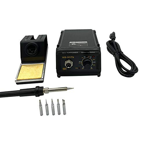 Anti-Static Soldering Iron Station Kit  50W Solder Station  with Solder Holder and Wet Sponge and 5pcs Iron Tips