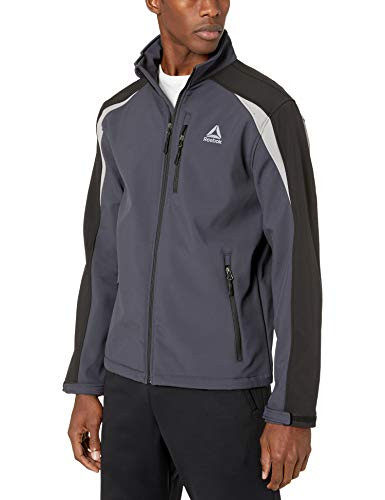 Reebok Mens Softshell Active Jacket  Classic Charcoal-Black-Grey  XXL