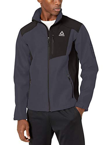 Reebok Mens Softshell Active Jacket  Delta Sleeve Charcoal-Black  L