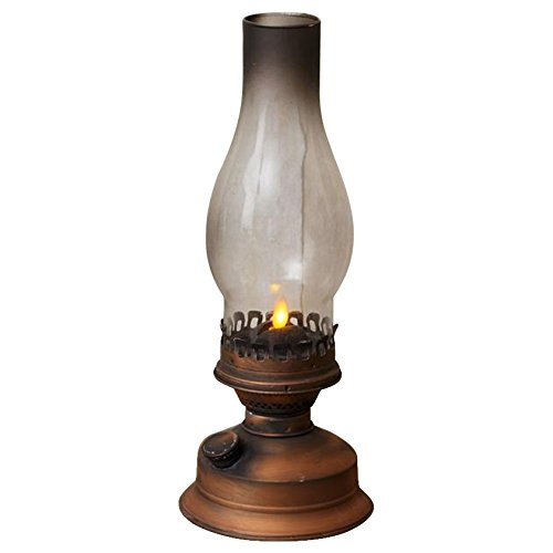 Your Heart's Delight Oil Lamp Style LED Light Up 5 x 13 Inch Glass and Tin Tabletop Lantern Your Heart's Delight Oil Lamp Style LED Light Up 5 x 13 Inch Glass and Tin Tabletop Lantern
