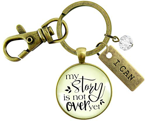 Gutsy Goodness My Story Isnt Over Yet Keychain Men women Positive Mantra Survivor Quote Warrior Jewelry Gutsy Goodness My Story Isnt Over Yet Keychain Men women Positive Mantra Survivor Quote Warrior Jewelry