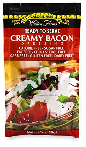 Walden Farms Creamy Bacon Salad Dressing - No Calories  Fat  Carbs  Sugar  Gluten  Dairy or HFCS- 1 Oz- Single Serve Packets  6 Packets per Box  Case