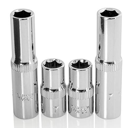 Car Guy Tools 7mm Socket Four Pack -1-4 Drive  6pt  Shallow and Deep-