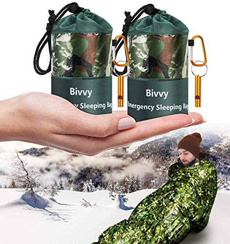 Timok Emergency Sleeping Bags Thermal-Emergency-Blankets?2 Packs Ultralight Space Blankets Survival Waterproof Bivy Sack Multi-Purpose Outdoor Surviva