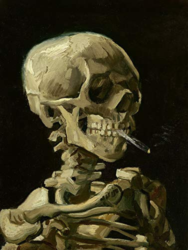 FatCat Wall Graphics Vincent Van Gogh -Skull with Cigarette  1885- Art Poster Print - Van Gogh Skeleton - Matte Poster Frameless Gift 12 x 18 inch-30c