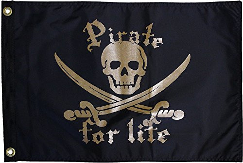 Pirate for Life -Gold- - 12 in x 18 in Pirate Flag