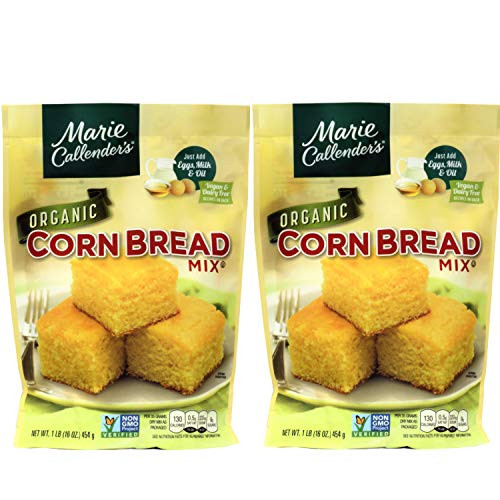 Marie Callenders CornBread Mix  Organic  1LB BAG- Just Add Water  Mix  and Bake- Makes 8 Loaf -Pack of 2-