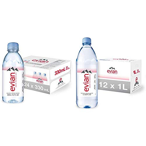 evian Natural Spring Water  One Case of 24 Individual 330 ml 11-2Fl Oz and Natural Spring Water -One Case of 12 Individual Bottles  each bottle 1 liter-