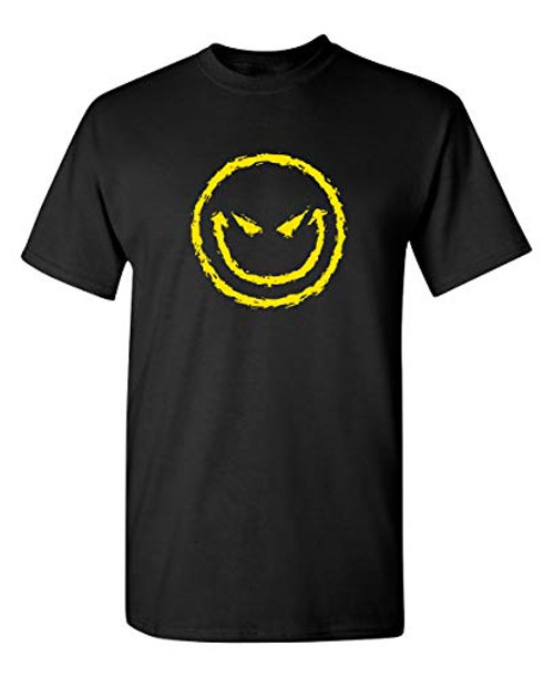 Evil Smile Face Graphic Novelty Sarcastic Funny T Shirt 4XL Black