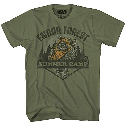 Star Wars Endor Forest Summer Camp Ewok Tee Battle for Endor Return of Jedi Funny Humor Pun Adult Mens Graphic T-Shirt -Olive  Medium-
