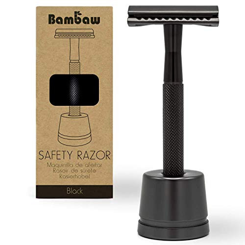 Black Safety Razor for Men with Safety Razor Stand - Metal Razor - Double Edge Razor - DE Safety Razors for Men - Fits All Double Edged Razor Blades - Black Safety Razor for Men with Safety Razor Stand - Metal Razor - Double Edge Razor - DE Safety Razors for Men - Fits All Double Edged Razor Blades -
