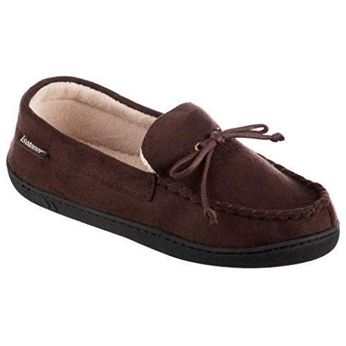 isotoner Mens Whipstitch Gel Infused Memory Foam Moccasin  Dark Chocolate  8-9