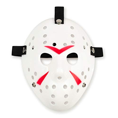 Jason Hockey Mask - White Friday The 13th Mask worn by Jason Voorhees - Perfect Costume for Adults