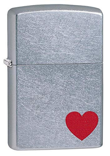 Zippo Red Heart Pocket Lighter  Street Chrome  One Size