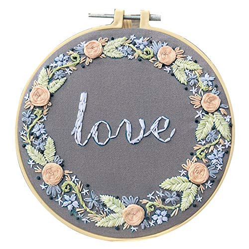 LCHULLE Embroidery Starter Kit with Stamped Pattern DIY Beginner Kit for Art Craft Handy Sewing Decor Include Floral Pattern Embroidery Cloth  Embroid