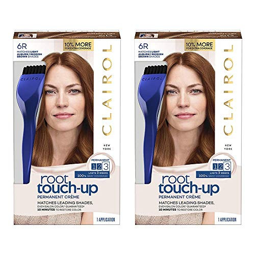 Clairol Root Touch-Up Permanent Hair Color Creme  6R Light Auburn Brown -Pack of 2-