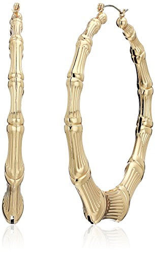 Guess Metal Hoops Womens Bamboo Hoop Earrings  Gold  One Size