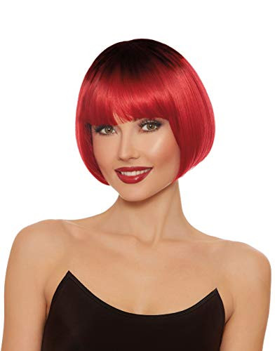 Dreamgirl Womens Dip Dye Red-Black Short Bob Wig  One Size