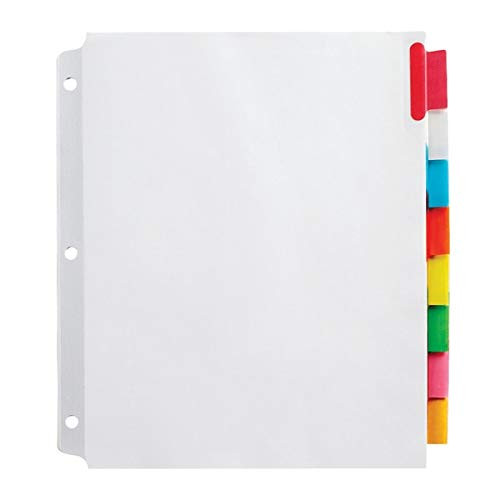 Office Depot Insertable Extra-Wide Dividers With Big Tabs  Assorted Colors  8-Tab  OD14795