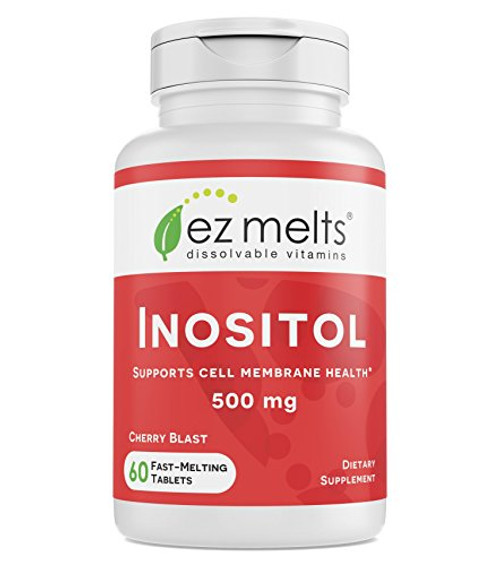 EZ Melts Inositol as Myo-Inositol for PCOS 500 mg Sublingual Vitamins Vegan Zero Sugar Natural Cherry Flavor 60 Fast Dissolve Tablets EZ Melts Inositol as Myo-Inositol for PCOS 500 mg Sublingual Vitamins Vegan Zero Sugar Natural Cherry Flavor 60 Fast Dissolve Tablets