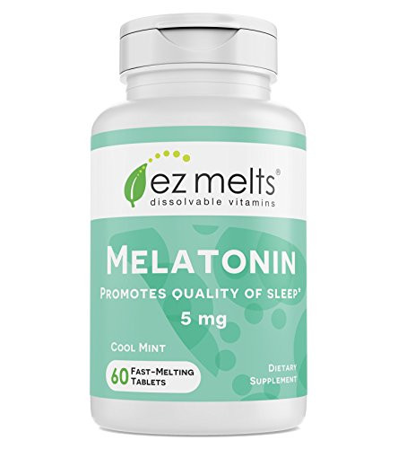 EZ Melts Melatonin for Sleep  5 mg  Sublingual Vitamins  Vegan  Zero Sugar  Natural Mint Flavor  60 Fast Dissolve Tablets