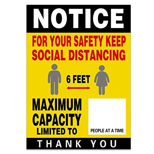 FaCraft 5Pcs Social Distancing Floor Decals 7 x 9-8 Capacity Limited Sign Decal Floor Sensitive Vinyl Stickers
