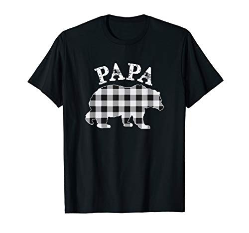White Plaid Papa Bear Buffalo Matching Family Pajama T-Shirt White Plaid Papa Bear Buffalo Matching Family Pajama T-Shirt