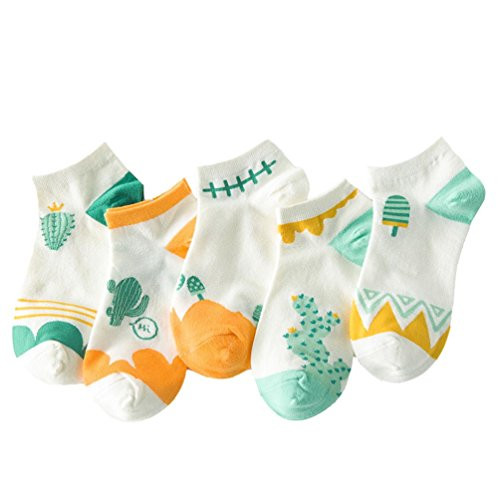 Womens 5 Pairs No Show Low Cut Socks Cotton Ankle Sock -Average Cartoon Cactus- Womens 5 Pairs No Show Low Cut Socks Cotton Ankle Sock -Average Cartoon Cactus-