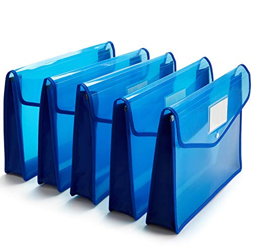 FANWU Plastic Wallet Folder Envelope Poly Envelope Expandable File Wallet Document Folder with Snap Button Closure  Legal Size  5 Pack Large Waterproo