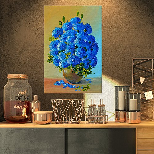 Designart PT6218-16-32 "A Bouquet of Flowers Floral" Canvas Art Print, Blue, 16x32"