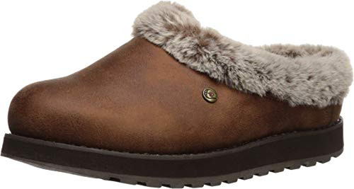 Skechers BOBS Womens Keepsakes-R E M Faux Fur Lined Shootie with Memory Foam Slipper  Brown  8-5 M US