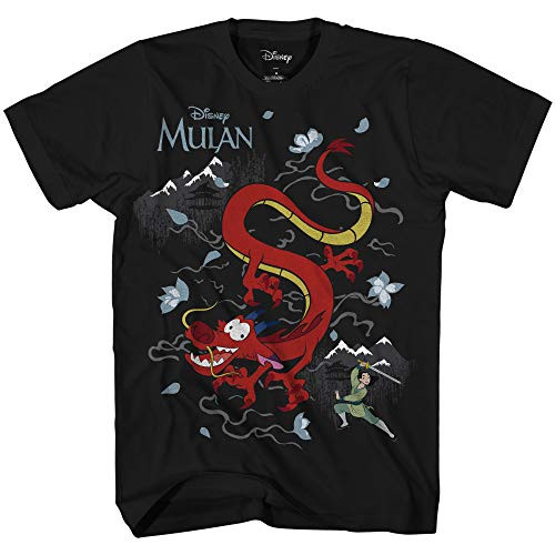 Disney Mulan Mushu Lucky Dragon Scene Disneyland Graphic Adult T-Shirt-Black Large-