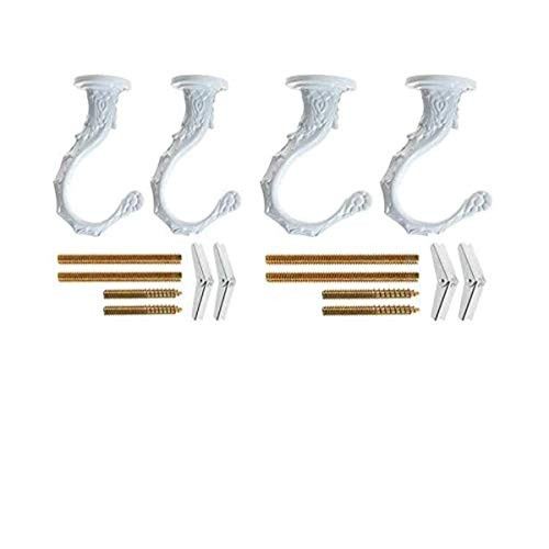 Swag Hook - Heavy Duty Ceiling Hooks with Steel Screws Bolts and Toggle Wings for Hanging Plants Ceiling Installation Cavity Wall Fixing White -4Sets-