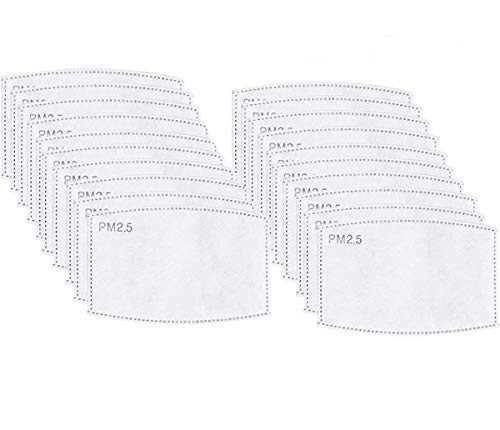 50Pcs 5 Layers PM2-5 Activated Carbon Filter Replaceable Anti Haze Filters  Protective Mouth Filter for Outdoor