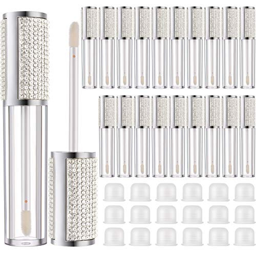 20 Pieces Crystal Rhinestone Lip Gloss Wand Tubes Empty Lip Gloss Containers Diamond Lip Gloss Bottles Clear Refillable Lipstick Lip Balm Bottle with
