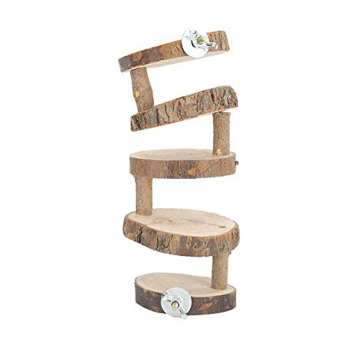 Ymiko Wooden Hamster Suspension Bridge Toy  5 Layers Wooden Bendable Hamster Ladder Parrot Toy Climbing Stairs Pet Toys Perches Cage for Dwarf Hamster