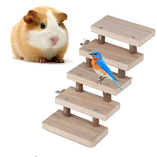 Ymiko Hamster Wooden Ladder  5 Layers Natural Wood Hamster Ladder Parrot Toy Climbing Stairs Pet Toys Gift Cage Accessories for Hamster Small Animals